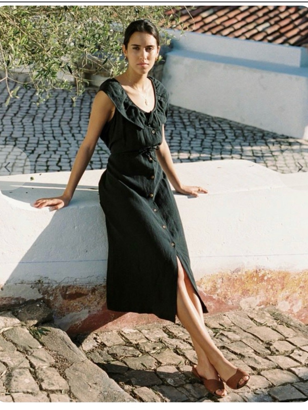 Harly Jae Etoile Dress Black Button-Front Midi Dress with Ruffled Collar - Picture 11 of 15